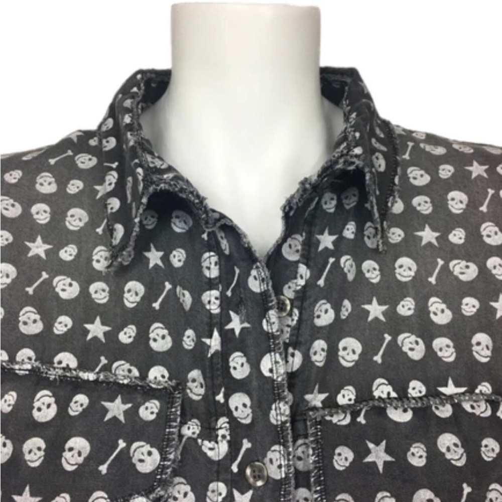 AMO Skull distressed Denim oversized blouse NWT